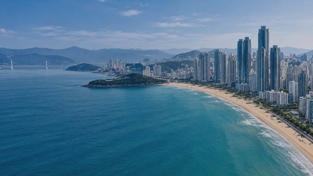 해운대 해변 항공 사진
