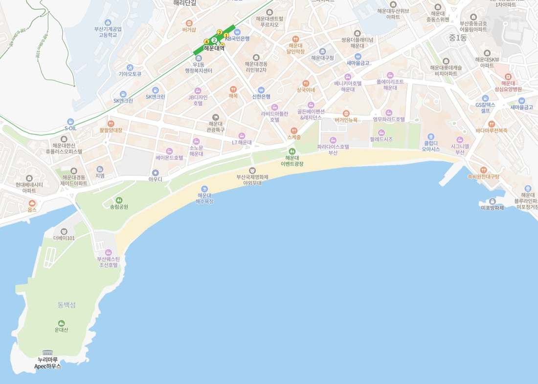해운대 해변 일대 지도